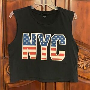 Forever 21 patriotic black knit tee- size S